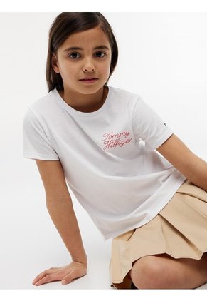 Camiseta Blanca De Corte Slim Con Logo De Cuerda Tommy Hilfiger