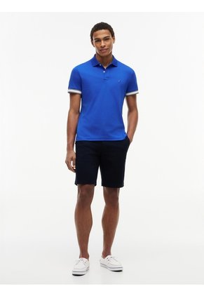 Polo Azul En Algodón Fluido De Corte Slim Tommy Hilfiger