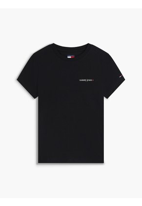 Camiseta Negra Slim De Punto Con Logo Tommy Jeans