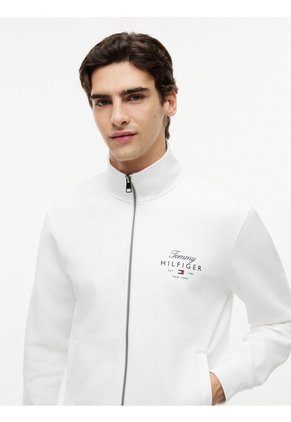 Chaqueta Blanca De Cuello Alto Con Cierre De Cremallera Tommy Hilfiger
