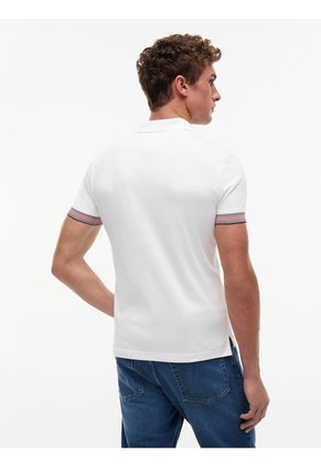 Polo Blanco En Algodón Fluido De Corte Slim Tommy Hilfiger