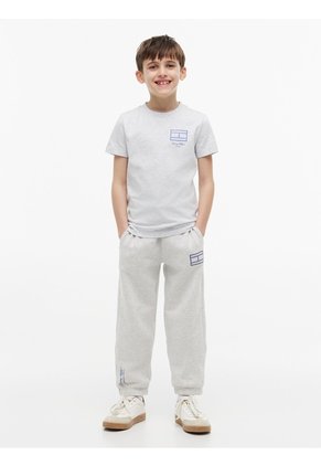 Camiseta Gris De Punto Con Contorno Del Logo Tommy Hilfiger