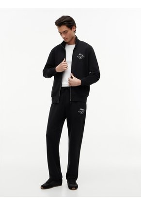 Chaqueta Negra De Cuello Alto Con Cierre De Cremallera Tommy Hilfiger