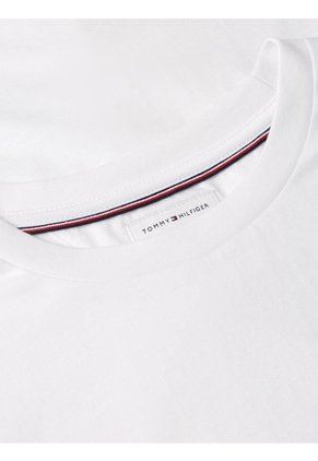 Camiseta Blanca De Cuello Redondo De Punto Con Logo Tommy Hilfiger