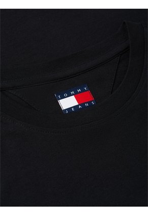 Camiseta Negra Slim De Punto Con Logo Tommy Jeans