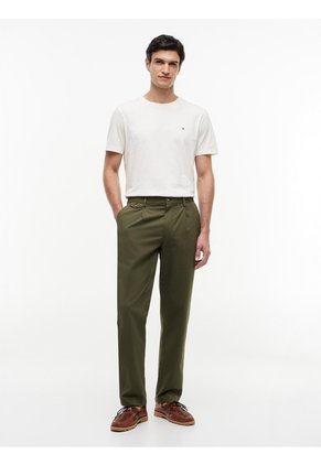 Camiseta Blanca De Cuello Redondo Con Logo Bordado Tommy Hilfiger