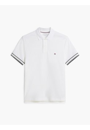 Polo Blanco En Algodón Fluido De Corte Slim Tommy Hilfiger