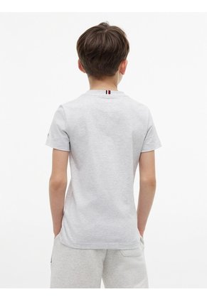 Camiseta Gris De Punto Con Contorno Del Logo Tommy Hilfiger
