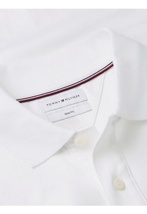 Polo Blanco En Algodón Fluido De Corte Slim Tommy Hilfiger