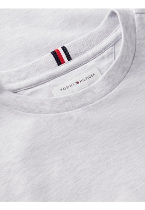 Camiseta Gris De Punto Con Contorno Del Logo Tommy Hilfiger