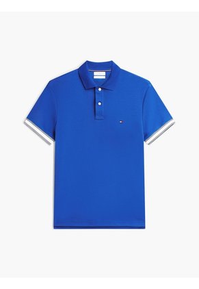 Polo Azul En Algodón Fluido De Corte Slim Tommy Hilfiger