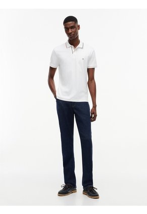 Polo Blanco De Corte Slim Con Logo Tommy Hilfiger