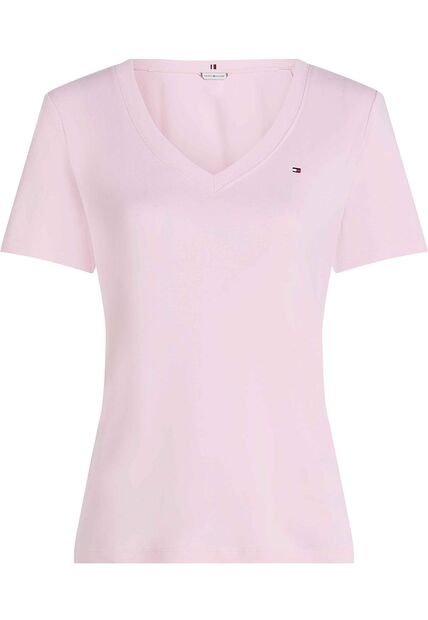 Camiseta Rosada Con Cuello En V Tommy Hilfiger