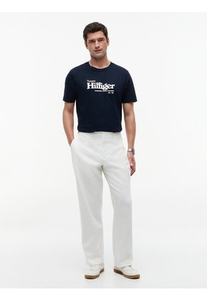 Camiseta Azul De Punto Con Logo Gráfico Tommy Hilfiger