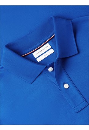 Polo Azul En Algodón Fluido De Corte Slim Tommy Hilfiger