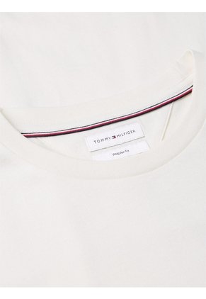 Camiseta Blanca De Cuello Redondo Con Logo Bordado Tommy Hilfiger