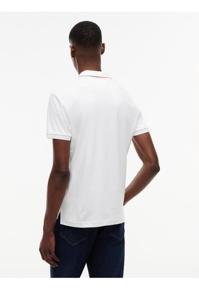 Polo Blanco De Corte Slim Con Logo Tommy Hilfiger