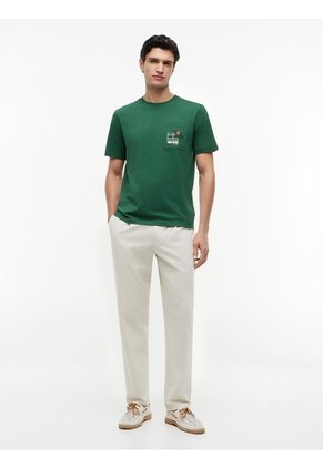Camiseta Verde Con Logo Gráfico Floral Estampado En El Pecho Tommy Hilfiger