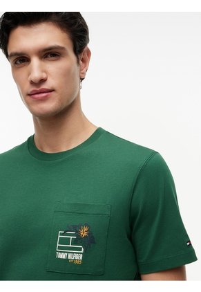 Camiseta Verde Con Logo Gráfico Floral Estampado En El Pecho Tommy Hilfiger