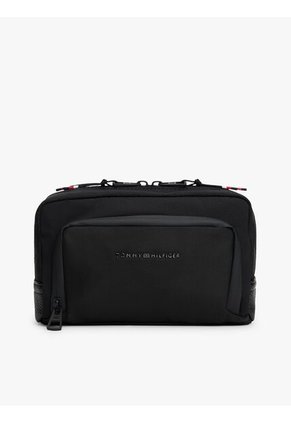 Neceser Negro Textil Con Logo TH Metalizado Tommy Hilfiger