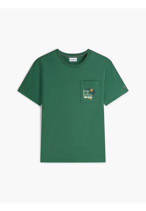 Camiseta Verde Con Logo Gráfico Floral Estampado En El Pecho Tommy Hilfiger