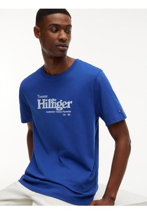 Camiseta Azul De Punto Con Logo Gráfico Tommy Hilfiger