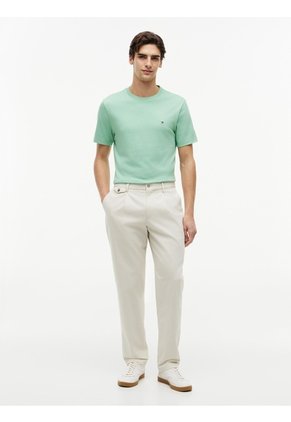 Camiseta Verde De Cuello Redondo Con Logo Bordado Tommy Hilfiger