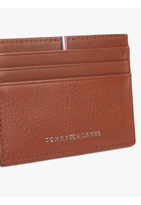 Tarjetero Marrón Corporate De Cuero Con Logo Tommy Hilfiger