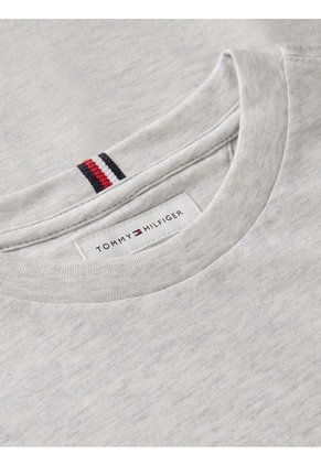 Camiseta Gris De Punto Con Logo Bordado Tommy Hilfiger