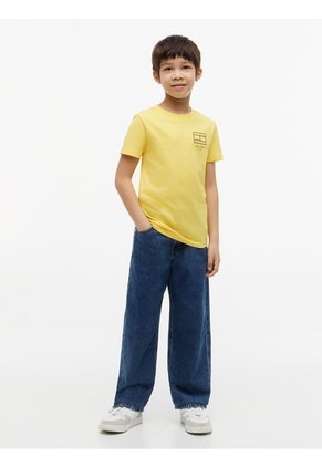 Camiseta Amarilla De Punto Con Contorno Del Logo Tommy Hilfiger