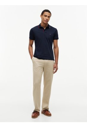 Polo Azul De Corte Slim Con Logo Tommy Hilfiger