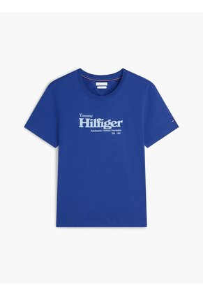 Camiseta Azul De Punto Con Logo Gráfico Tommy Hilfiger