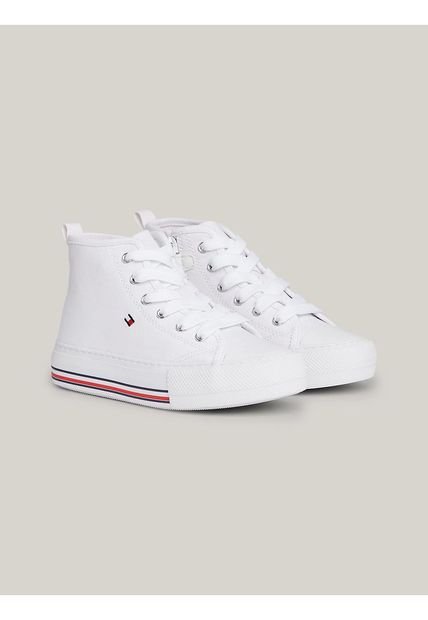 Tenis Altas Con Cordones Niña Blanco Tommy Hilfiger