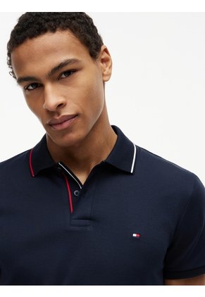 Polo Azul De Corte Slim Con Logo Tommy Hilfiger