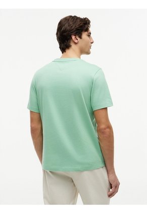 Camiseta Verde De Cuello Redondo Con Logo Bordado Tommy Hilfiger