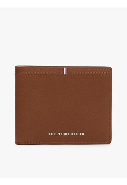 Tarjetero Marrón Corporate De Cuero Con Logo Tommy Hilfiger