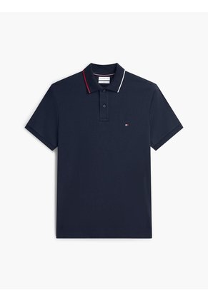 Polo Azul De Corte Slim Con Logo Tommy Hilfiger