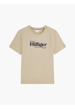 Camiseta Khaki De Punto Con Logo Gráfico Tommy Hilfiger