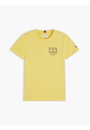 Camiseta Amarilla De Punto Con Contorno Del Logo Tommy Hilfiger