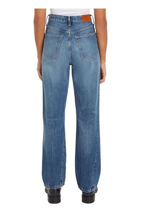 Jeans Azul De Talle Alto Rectos Con Costura Girada Tommy Hilfiger