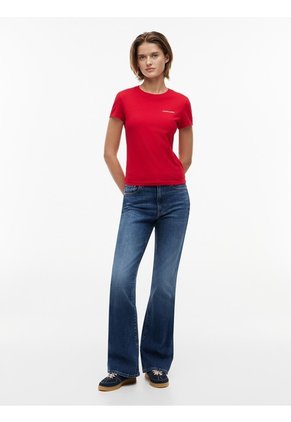 Camiseta Roja Slim De Punto Con Logo Tommy Jeans