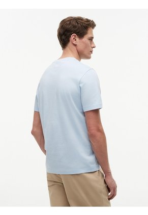 Camiseta Celeste De Cuello Redondo De Punto Con Logo Tommy Hilfiger