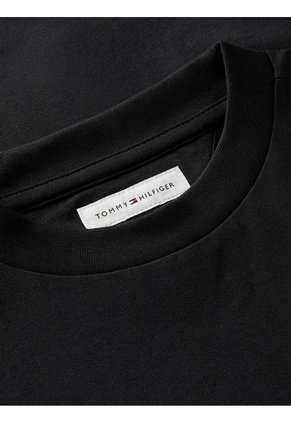 Camiseta Negra Heritage Manga Corta Con Logo De Parche Tommy Hilfiger