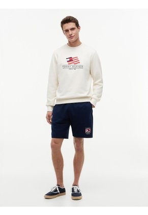 Saco Blanco De Cuello Redondo Con Logo Gráfico En El Pecho Tommy Hilfiger