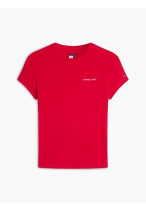 Camiseta Roja Slim De Punto Con Logo Tommy Jeans