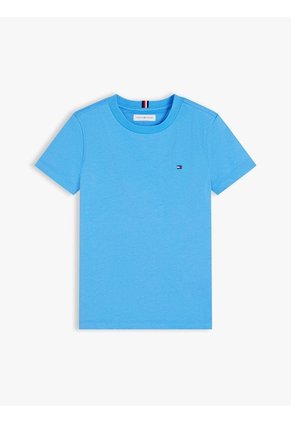 Camiseta Celeste De Punto Con Logo Bordado Tommy Hilfiger