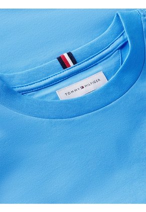 Camiseta Celeste De Punto Con Logo Bordado Tommy Hilfiger