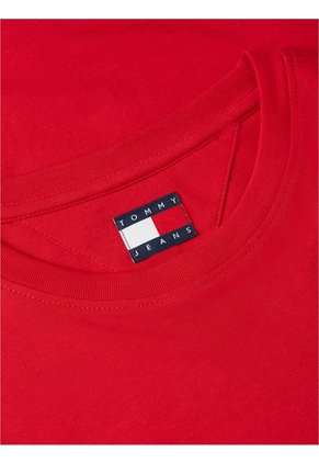 Camiseta Roja Slim De Punto Con Logo Tommy Jeans