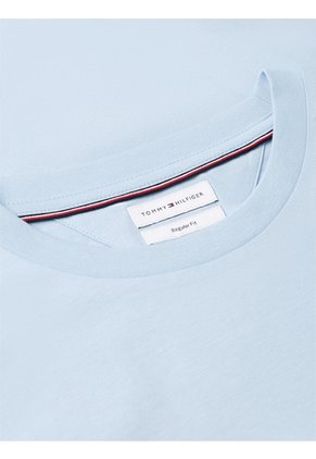 Camiseta Celeste De Cuello Redondo De Punto Con Logo Tommy Hilfiger