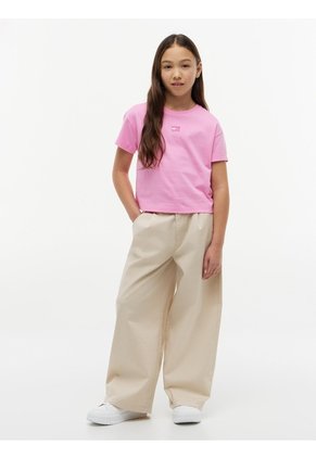 Camiseta Rosa De Corte Amplio Con Logo Tonal Tommy Hilfiger